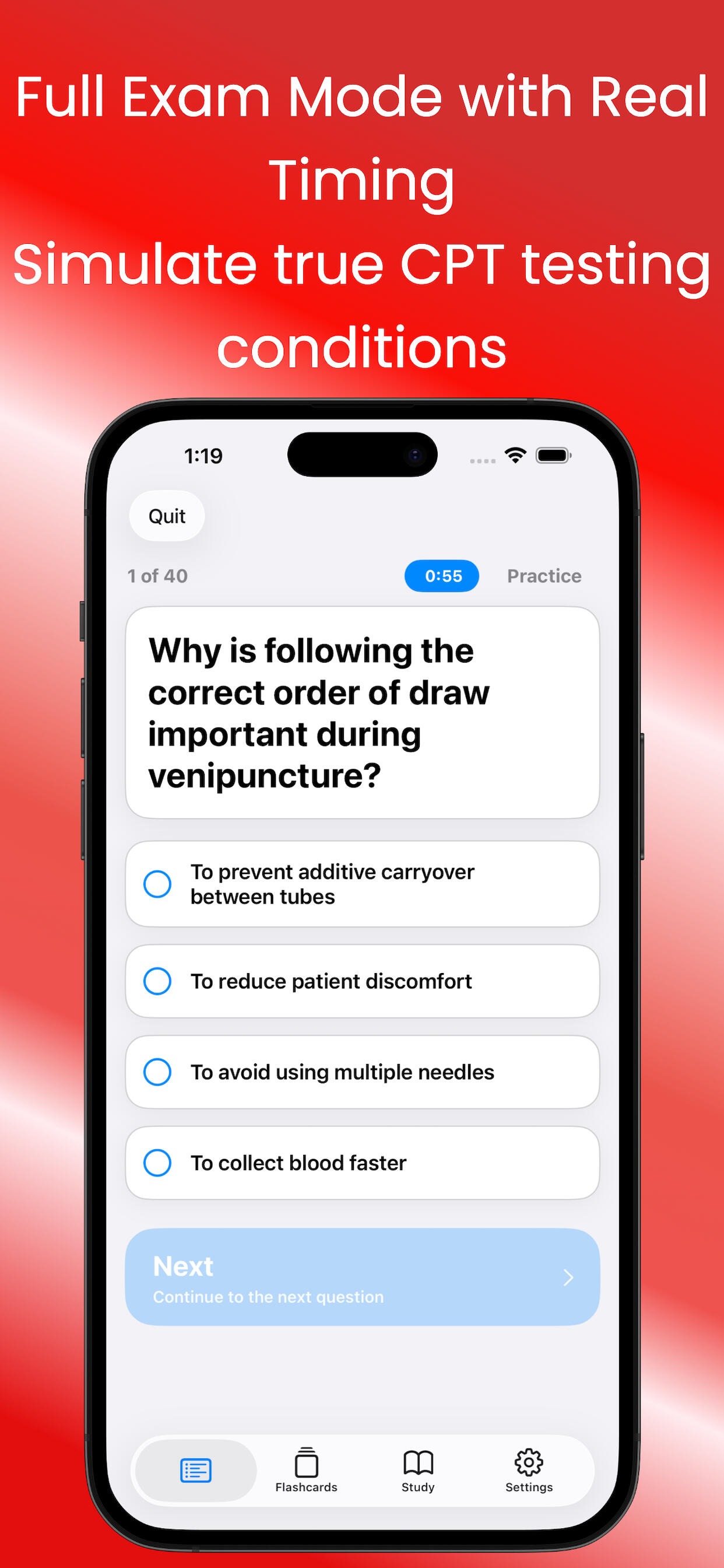 Phlebotomy CPT Quiz Question